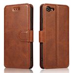 QLTYPRI Case for iPhone 7/8/SE 2020/SE 2022 5G, Premium PU Leather Simple Wallet Case with Card Slots Kickstand Magnetic Closure Shockproof Flip Cover for iPhone SE 2022/SE 2020/8/7 - Brown