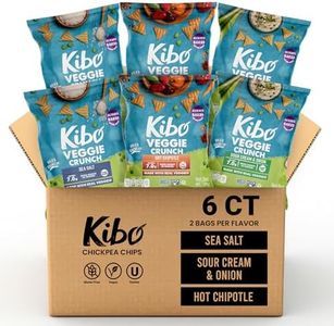 Kibo Veggie Chips Trial Pack - 7g Plant-Based Protein, Sea Salt, Hot Chipotle & Sour Cream & Onion - Gluten & Dairy-Free, Vegan, Non-GMO - 6 Pack