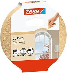 tesa Masking Tape Curves - Curved Tape with Extra Strong Crepe for Masking Curves and Irregular Shapes - for Rough and Smooth Surfaces - 25 mx 25 mm
