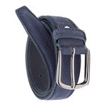 LOUIS STITCH Men's Royal Blue Italian Suede Leather Belt Handcrafted American Style Waist Strap with Glossy Buckle Premium Casual Belts for Men 1.5 Inch (38mm) (Size-44) (SUPLBU)