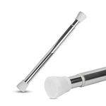 Kemendra® Extendable Shower Curtain Tension Rod Non-Drilling Anti-Skid Spring Pull Rod - Stainless Steel (WHITE, Size: Extendable- 80 to135 Cm PACK 1)
