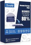 Suob Vacuum Storage Bags Jumbo - 6 Pack 100x80cm Extra Large Vacuum Storage Bags for Clothes, Duvets, Bedding, Pillows, Blankets - Space Saver, Eco-Friendly with Double Zip Seal, Valve