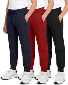 3 Pack: Boys Girls Youth Teen Active Athletic Basic Soft Kids Sports Fleece Jogger Soccer Track Gym Running Slim Pajama Sweatpants Casual Athletic Pantalones Winter Pockets-Set 12,XS(6-7)
