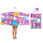 Franco Hello Kitty & Friends Kids Super Soft Bath/Pool/Beach Soft Cotton Terry Hooded Towel Wrap, 24 in x 50 in, (Officially Licensed Product)