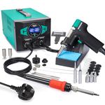 YIHUA 948D-III Soldering Iron Desoldering Station Kit with Upgraded Desolder Gun, 110W EVO Solder Iron, Desoldering Pump, 3 Nozzles, Automatic Shutdown and Sleep Mode Function(UK Plug)