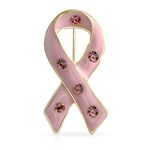 Crystal Accent Enamel Prevention and Awareness Pink Ribbon Support The Cause Breast Cancer Survivor Brooch Pin for Women Silver Gold Plated