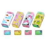 Vicloon Plastic Pencil Eraser, 4pcs Cube Dinosaur Erasers, Cute Eraser Eraser Collection Set 2B Eraser for Kids Pencil Erasers Pack for School, Office, Drawing, Party Favors