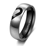 Ashleymade Personalized Couples Promise Ring Set for Him and Her Free Engraving Stainless Steel Engagement Wedding Rings Band Set for Men and Women Valentines Day Jewelry (Black(men,1pc)), Stainless