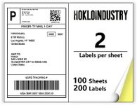 HokLoindustry Half Sheet Labels(100 Sheet,200 Labels),Printable White Shipping Labels for Laser/Inkjet Printer,8.5"x5.5" Half Sheet Shipping Labels 2 per Sheet,Permanent Adhesive Commercial Grade