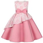 Cichic Flower Girl Dress Elegant Satin Floral Print Ball Gown Toddler Festival Party Wedding Bridesmaid Dresses Pink 3-4 Years