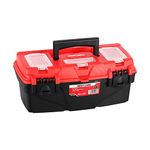 MAXPOWER 13-Inch Tool Box, Small Tool Boxes with Removable Tray and Dual Lock Secured For Household