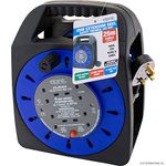 4 Way Socket 25m Cable Extension Reel - Mains 13 Amp Fused UK Plug | Thermal Cut Out, Heavy Duty, Indoor and Outdoor Lead - for Home, Office, Industrial, Work, DIY & Garden, Lawn Mower - BS EN 61242