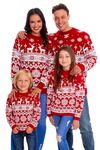 New Camp Red Christmas Jumpers for Men, Women and Kids – Family Christmas Jumper Ugly Christmas Sweaters – Long Sleeve Knitted Xmas Jumpers Crewneck Sweatshirt for Winter and Holiday Parties, M