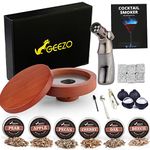 GEEZO Old Fashioned Cocktail Smoker Kit with Torch, Whiskey Smoker Kit with Apple, Cherry, Oak, Peacn,Beech and Pear Wood Chips and Four Sized Ice Ball Molds, Cocktail, Wine, Meat, Cheese -Gift