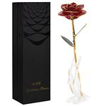 Anniversary Birthday Gifts for Women Forever Gold Dipped Rose Christmas Women Gifts 24k Gold Plated Eternal Flower Love Romantic Rose Gifts Box for Anniversary Valentines Day,Mothers Day,Birthday(red)