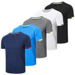 HUAKANG 5 Pack Mens T Shirt Short Sleeve Crew Neck Gym Tops for Men Breathable Running Tops Sport Tees Moisture Wicking Active Athletic T Shirts 0717-Navy-L