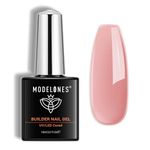 Modelones Builder Nail Gel, Pink Builder Gel for Nails, Hard Gel Builder Nail Extension Gel Base False Nail Tips Glue Builder Gel in a Bottle 15ML