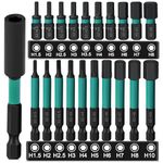 K Kwokker 20PCS Impact Drill Allen Key Bit Set 25mm+60mm Long, Hex Bit Set H1.5-H10 Metric Hex Impact Screwdriver Driver Bits,1/4"Hex-Shank S2 Steel Hex Bits Set with Magnetic Bit Holder