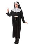 Bristol Novelty AC982 Religious Nun Costume | For women | 1 Set | Black and White | X-Large - Chest Size 44" Well Plus, Solid