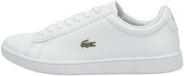 Lacoste Womens Hydez Leather, White/Gold, 7.5