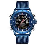 NAVIFORCE Men‘s Digital Sports Watch Stainless Steel Quartz Waterproof Military Watches Chronograph Alarm Clock Wristwatch