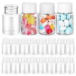 ULTECHNOVO 20Pcs 30ml Clear Pill Bottles Container Empty Pill Pots, Portable Pill Tablet Dispensers Bottles Jars for Liquid Tablet