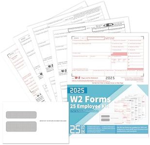 W2 Forms 2025 with Envelopes, 6 Part Kit, 25 Employee of Laser W2 Tax Forms 2025, 25 Self Seal Envelopes, W-2 Forms for 2025 Compatible with Accounting, Includes 3 W3 Forms