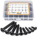 VIGRUE 410Pcs Stainless Steel Black Wood Screws Set #4#6#8#10 Phillips Pan Head Sheet Metal Screws Self Tapping Wood Screws Assortment Kit, Length 1/4" to 1-1/2"