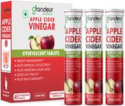 GRANDEUR The Plant Based Apple Cider Vinegar Tablets For Weight Management, Easy Disgestion, Acv For Weight Management With Pomegranate Extract, Vit B6, B12-No Added Sugar, 45 Tablets Pack Of 3