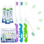 Travel Toothbrush with Toothpaste, Portable Toothbrushes Built in Cover, Travel Size For Hiking, Camping, Traveling, Folding Collapsible Travel Toothbrush Kit Adults (3 Pack with Toothpaste-Medium)