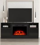 MachenFlame Electric Fireplace Insert TV Stand,Entertainment Center Console Table with Realistic LED Flame Effect Display,Button & Remote Control,Black,23" Fireplace,for 65"TV