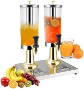 WELKOR 1.58 Gallon Beverage Dispenser with Stand, Insulated Drink Dispenser for Parties with Ice Chamber, Heavy Duty Stainless Steel Drip Tray for Coffee, Tea, Bar, Wedding (GOLD, 2 Head-1.58 GAL)