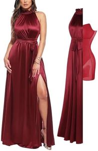 Popilush Red Wedding Guest Dress Formal Dresses for Women Shapewear Bodycon Halter Long Cocktail Maxi Dresses Fall