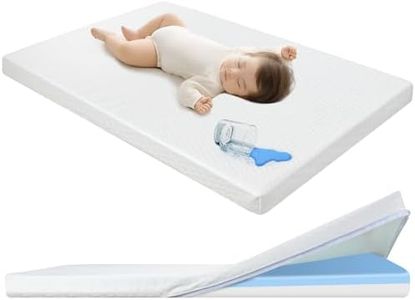 KNOIER®️ Pack and Play Mattress, 38"x26" | 2-Stage Dual Firmness, Machine Washable Cover, Waterproof & Breathable Surface, Soft & Firm, Play Mattress pad Pack N Play Mattresses for Baby and Toddler