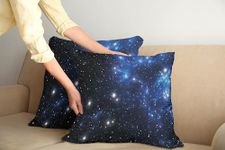 Ambesonne Constellation Pillow Cushion Cover Pack of 2, Outer Space Star Nebula Astral Cluster Astronomy Theme Galaxy Mystery, Decorative Square Accent Pillow Case, 2 Pcs-18" x 18", Blue Black White