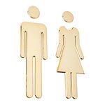 GORGECRAFT Restroom Identification Signs Men Women Brushed Bathroom Sign Door Signage Decor Plastic Figure Set Self Adhesive Back for Business Office Restaurant (Gold)