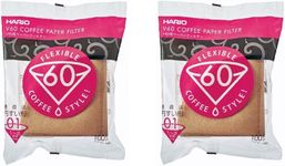 Hario V60 Paper Coffee Filters Single Use Pour Over Cone Filters Size 01 Natural, 200 Count VCF-01-100M