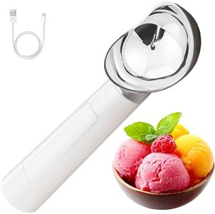 Rechargeable Heated Ice Cream Scoop - 2oz Electric Scooper with Auto Warming and Heating Function up to 158 Degree - Waterproof Automatic Heat Trigger Hard Icecream Scoops for Kitchen