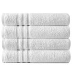 Towelogy® CH02 100% Egyptian Cotton Extra Large Bath Sheet 500 GSM Quick Dry Luxury Hotel & Spa Quality Jumbo Towels Snow White Size 100cm x 150cm (White Ashton 500GSM, 4)