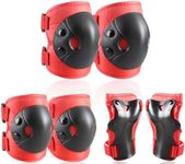 Cockchafer Kids and Youth Knee Elbow Wrist Guards Protective Gear Set for Skateboarding, Roller Skating, Inline Skating, Scooter Riding, BMX Biking (Red, Medium)