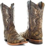 Soto Boots Men's Pirarucu Print Cowboy Boots H4015 (Brown,7)