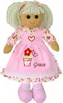 Personalised Large Rag Doll Baby's 1st Birthday, New Baby, Christening, Bridesmaid, Flower Girl Embroidered Gift