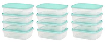 Homey Mart 12 x Food Storage Box Container with Lid Airtight 1 Litre Everyday Use Dishwasher, Freezer and Microwave safe BPA free - 19 x 14 x 5.5cm