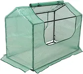 Sunnydaze Outdoor Portable Mini Greenhouse Tent with 2 Zippered Side Doors and Steel Tube Frame - Green - 4' x 2'