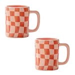 FIGHVER Ceramic Coffee Mug Set of 2, 19 OZ Large Porcelain Art Cup with Handle for Cappuccino Drinks Latte Tea, Big Novelty Mug for Office&Home, Unique Gift for Parents Women (Pink, 2)