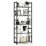 NUMENN 5 Tier Bookshelf, Tall Bookcase Shelf Storage Organizer, Modern Book Shelf for Bedroom, Living Room and Home Office, Dark Grey