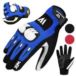 WESTWOOD FOX Motorbike gloves for men and women,Breathable, Touchscreen, Palm Pads motorcycle gloves for BMX,Cycling, ATV,MTB Racing,Road Racing,climbing,Hiking,and outdoor activities (Blue, L)