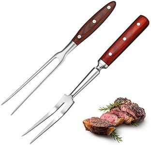 Patelai 2 Pcs Carving Fork Meat Fork 12 in and 14 in Christmas Stainless Steel Serving Forks with Wooden Handle for Kitchen Large Cooking Forged Forks Set Christmas Grilling Beef Forks for Roast BBQ