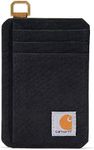 Carhartt Mens Front Pocket Wallets, Durable Canvas Or Leather with Money Clip, Nylon Duck (Black), One Size US