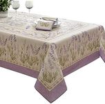 Home Bargains Plus Provence Rectangle Tablecloth, 60 x 144 Inch, Holiday Blanchard Field of Lilacs, Wrinkle and Stain Resistant Fabric Table Cover for Dinner Parties and Banquet